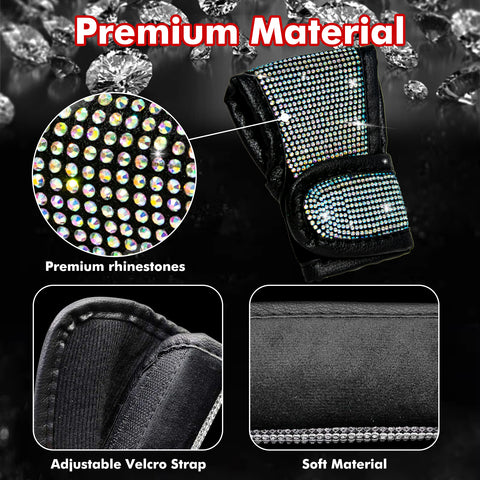 Bling Rhinestone Leather Auto Gear Shift Knob Protective Cover Universal Fit