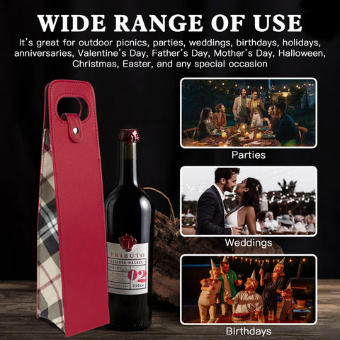 Portable Bottle Wine Gift Bag Champagne Beer Holder for Picnic Party, Christmas