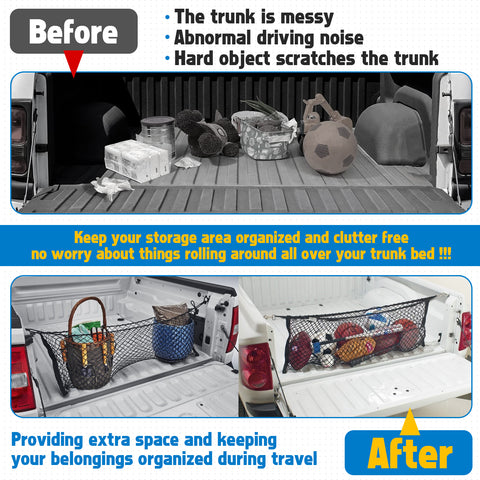 Automotive Truck Bed Cargo Mesh Net Bag Divider Organizer For SUV Pickup Trucks