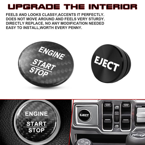 Set Red Carbon Engine Start + Cigarette Lighter Eject Button Trim For Mercedes