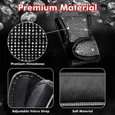 Bling Rhinestone Leather Auto Gear Shift Knob Protective Cover Universal Fit