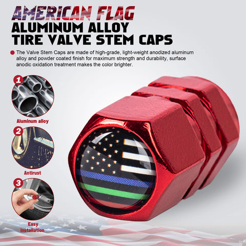 x xotic tech 4pcs American Flag Tire Valve Stem Cover Caps Anodized Aluminum Alloy, Corrosion Resistant Leak-Proof Wheel Valve Cap Set, Universal for Cars Trucks Motorcycles SUVs