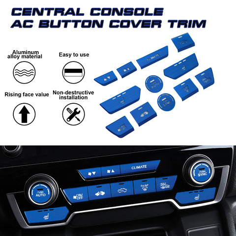 12Pcs Aluminum Center Dashboard Switch Cover Trim For Honda CR-V DX 2017-2022