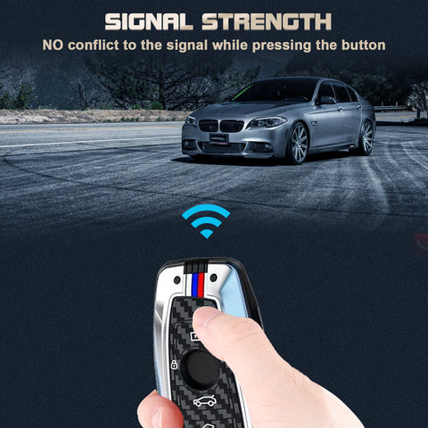 x xotic tech Key Fob Cover Case Compatible with BMW 1 3 4 5 6 7 Series X3 X5 X6 X7 M5 M6 GT3 GT5 Zinc Alloy Heavy Duty Shell Protector Holder Keychain with Carbon Fiber Pattern