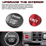 Set Red Carbon Engine Start + Cigarette Lighter Eject Button Trim For Mercedes