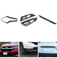 Carbon Fiber Look Fog Light Frame Rear Trunk Lid Cover Decor For Honda CRV 17-19