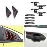 Carbon Fiber Style Door Handle Rear Window Louvers Cover Trim For Civic 2022-up