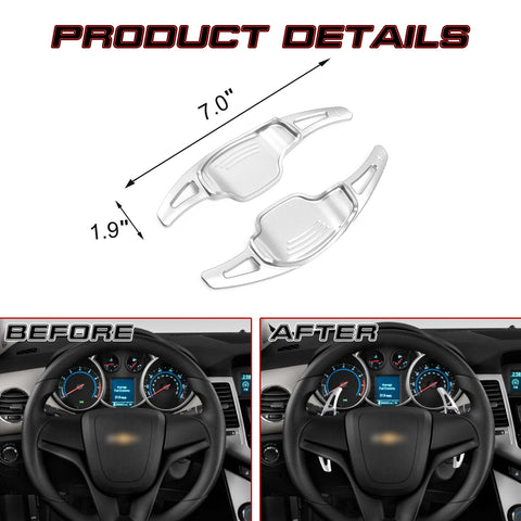 Silver Alloy Steering Wheel Paddle Shift Extension Trim For Chevy Camaro 12-2015