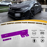 Black / Red Aluminum Front Bumper License Plate Relocator Mounting Bracket Holder Bar Universal