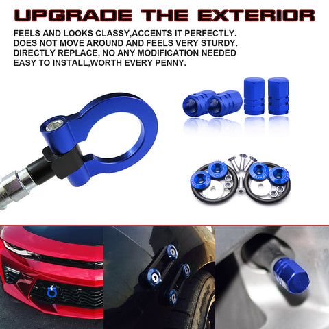 Set Tow Hook+Tire Valve Stem Caps+Release Fasteners Fit Chevrolet Camaro 2016-up