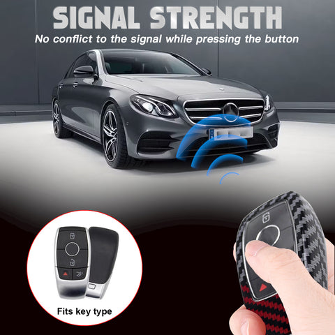 x xotic tech Glossy Black/Red Mix Color Carbon Fiber Texture Hard Plastic Key Fob Cover Case Compatible with E S G A C CLA CLS GLB GLC GLE GLS Class