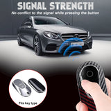 x xotic tech Glossy Black/Red Mix Color Carbon Fiber Texture Hard Plastic Key Fob Cover Case Compatible with Mercedes Benz W223 S Class, W206 C Class, X254 GLC Class, EQS EQE Gen4 Oval Shape