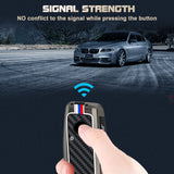 x xotic tech Heavy Zinc Alloy Key Fob Cover Compatible with BMW IX I5 X5 X6 X7 IX I7 5 7 Series 740i 760i 2023-2026, Full Protect Remote Metal Keys Holder Keychain with Carbon Fiber Pattern