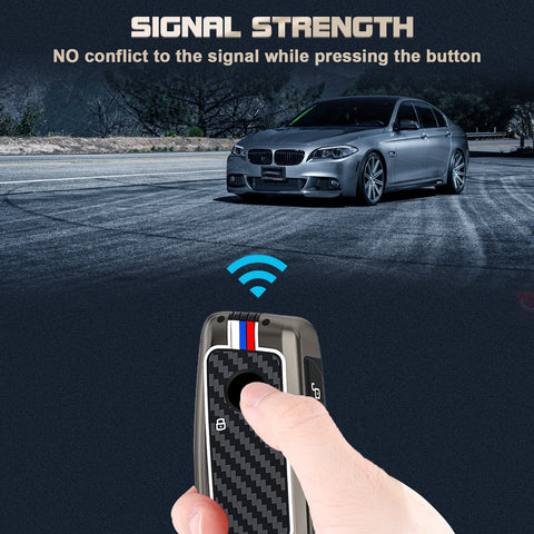 x xotic tech Heavy Zinc Alloy Key Fob Cover Compatible with BMW IX I5 X5 X6 X7 IX I7 5 7 Series 740i 760i 2023-2026, Full Protect Remote Metal Keys Holder Keychain with Carbon Fiber Pattern