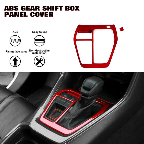 Inner Center Console Gear Shift Transmission Box Frame Cover Trim, ABS Glossy Red, Compatible with Toyota RAV4 2019-2024