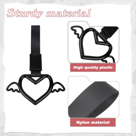 x xotic tech JDM Angel Wing Shaped Tsurikawa Subway Train Bus Handle Straps Drift Charm Rear Bumper Warning Loops Ring for Cars, SUV Interior Exterior Decoration