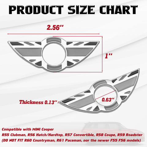 x xotic tech 2Pcs Union Jack Wing Emblem Rings Door Lock Pin Knobs Badge Cover Sticker Trim Decoration Compatible with Mini Cooper R55 R56 R57 R58 R59(Not Fit R60 R61 F55 F56)