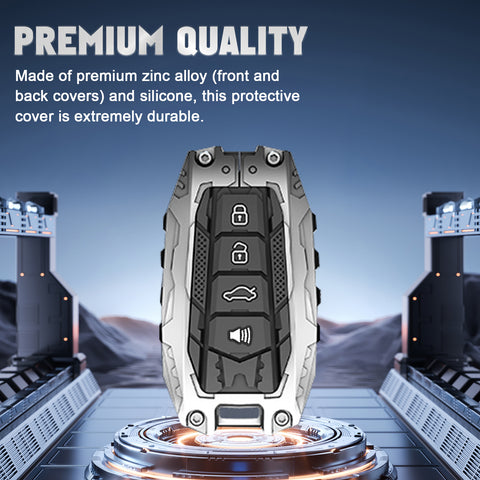 x xotic tech Mech Style Heavy Metal Key Fob Cover Compatible with Toyota Venza Sienna Tundra Prius RAV4 Land Cruiser Corolla Highlander Camry, Zinc Alloy Key Case Protector Shell Keychain(B-Style)