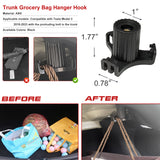 Rear Trunk Grocery Bag Organizer Holder Hanger Hook + Foldable Cargo Groceries Tote Sundries Storage Box Fabric Bag Basket Kit Compatible with Tesla Model 3 2018-2023