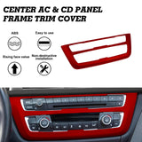 enter Consoles Multimedia Air Condition CD Control Panel Decoration Frame Cover Trim, Sporty Red, Compatible with BMW F30 F31 F32 F33 F34 F36 3GT 3 4 Series