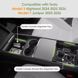 Center Console Armrest Organizer Tray Kit for Tesla Model 3 Y 2025+ Accessories