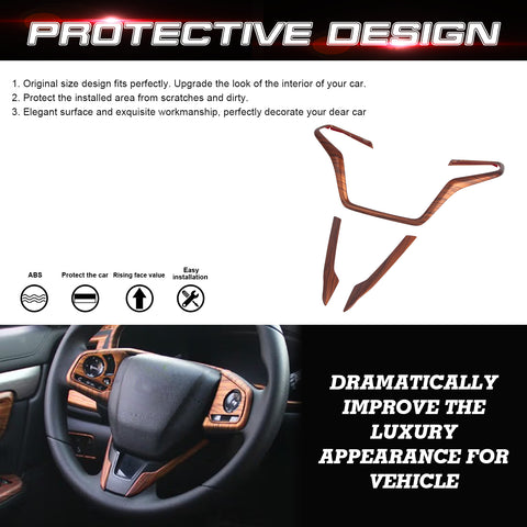 Inner Peach Wood Grain Steering Wheel Frame Cover Trim For Honda CR-V 2017-2022