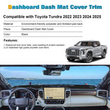 Black Non-Slip Dash Overlay Cover Dashboard Poly Mat For Toyota Tundra 2022-2025