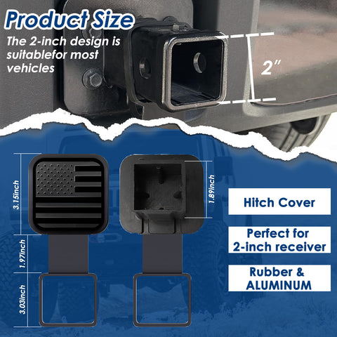 x xotic tech 2 Inch Universal American Flag Tow Hitch Covers, Trailer Hitch Cover Tube Plug Insert, Car Exterior Accessories, Receiver Tube Hitch Plug