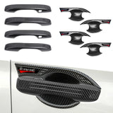 Carbon Fiber Texture Door Handle+Bowl Cover Trim Kit For Honda Civic 11th Gen