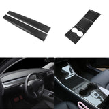 Center Console Stripe Cup Holder Panel Combo Kit For Tesla Model 3 Y 2017-2020