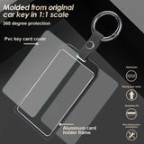 x xotic tech Transparent Card Key Holder, Card Protective Case Cover Comapatible with Tesla Model Y/3/S/X Cybertruck Accessories, Full Protection Key Fob Shell Key Chain(Aluminum Alloy)