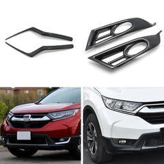 Carbon Fiber Look Headlight Eyelid Fog Light Frame Cover For Honda CRV 2017-2019