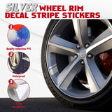 6Pcs Silver Car Reflective Sporty Racing Style Tire Rim Stickers For 18-21 Inch Wheels