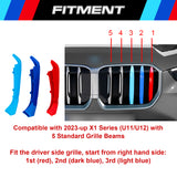 Front 5-Beam Kidney Grille M-Colored Strip Insert Clip Cover For BMW X1 2023-up