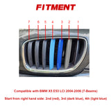 Tri-Colored Front Center Kidney Grille Strips Clip Cover For BMW X5 E53 2004-06