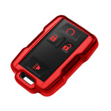 Red TPU 360° Protection Remote Key Cover w/Keychain For Chevy Silverado GMC Sierra 2014-up