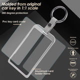 x xotic tech Transparent Card Key Holder, Card Protective Case Cover Comapatible with Tesla Model Y/3/S/X Cybertruck Accessories, Full Protection Key Fob Shell Key Chain(Aluminum Alloy)
