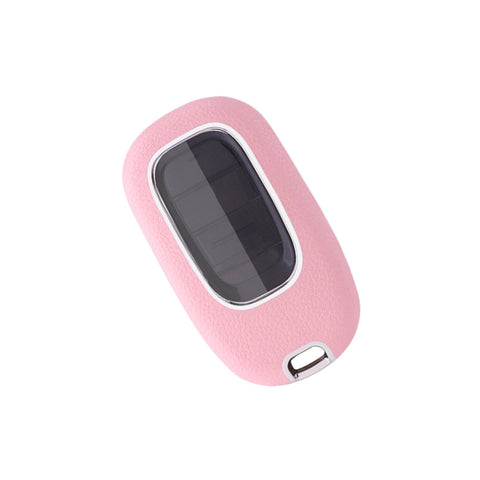 Pink TPU w/Leather Texture Full Protect Remote Key Fob w/Keychain For Honda Accord 2022+