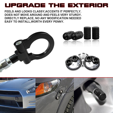 Set Towing Hook+Tire Valve Caps+Quick Release Fasteners For Nissan 370z 2013-18