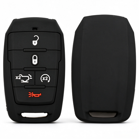 Black Soft Silicone 5 Button Remote Key Fob Cover Case for RAM 1500 2500 3500