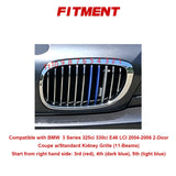 Tri-Colored Front Kidney Grille Strips Clip Cover For BMW 3 Series E46 2004-2006