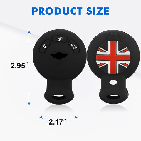 x xotic tech Silicone Key Fob Cover Protector Compatible with Mini Cooper Hatch Convertible Clubman Countryman Paceman R55 R56 R57 R58 R59 R60 R61, Red Black Union Jack Smart Key Case Shell