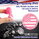 2.75" Flexible PVC Rhinestone Cup Coasters Patriotic Decoration For Men Women