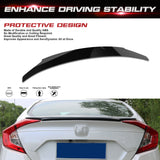 Xotic Tech 4DR JDM Style Glossy Black Rear Trunk Lip Wing Spoiler Compatible with Honda Civic 2016-2021 10th Gen