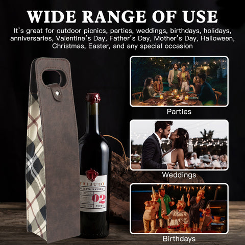 Portable Bottle Wine Gift Bag Champagne Beer Holder for Picnic Party, Christmas