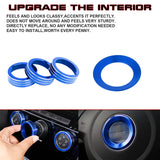 Blue Steering Wheel Logo + AC Knob Control Ring Cover for Volkswagen Golf GTI