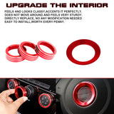 Red Center Steering Wheel + AC Climate Control Knob Ring Cover for VW MK7 Golf