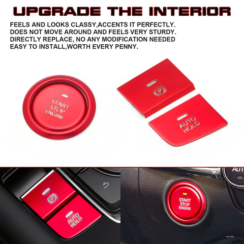 Set Red P Gear BRAKE HOLD Engine Start Push Button Combo Cover For Mazda 3 2020