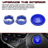 Blue Engine Start Button Switch + AC Climate Knob Cover For Toyota Camry 2021+