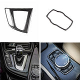 Carbon Fiber Gear Shift Panel I-Drive Multimedia Frame Cover For BMW 3 Series